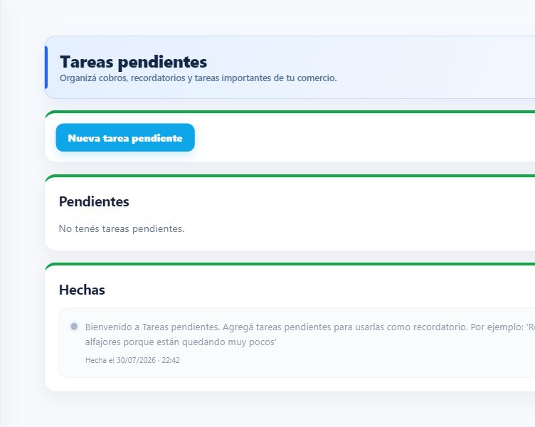 Pantalla actual de tareas pendientes de ProCuentas